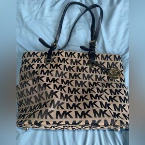 Michael Kors Signature Black and Tan Tote